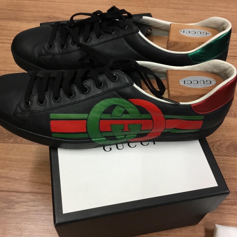 GUCCI MENS ACE G LOGO SNEAKERS SIZE 12 STYLE 576136 - Picture 2 of 10